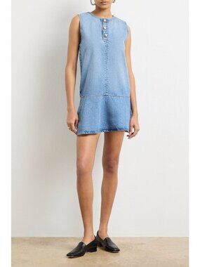 BRANDON MAXWELL Rosie blue Denim Flare Mini dress  SIZE 4
